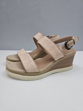 Soul Naturalizer Livia Wedge Sandal Womens 9.5 Beige Slingback Comfort Neutral